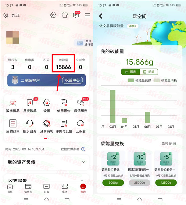 工商银行APP碳能量兑换1-10元微信立减金 亲测秒到账  第1张